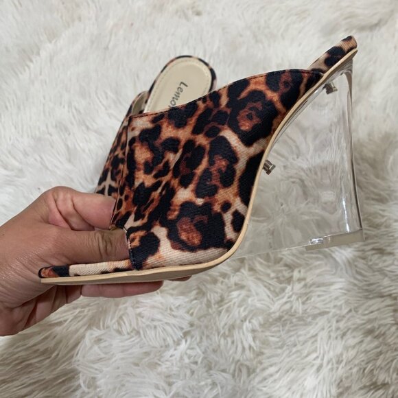 NEW Clear Wedge Platform Heel Leopard Print Open Toe SIZE 5.5 - Picture 5 of 8
